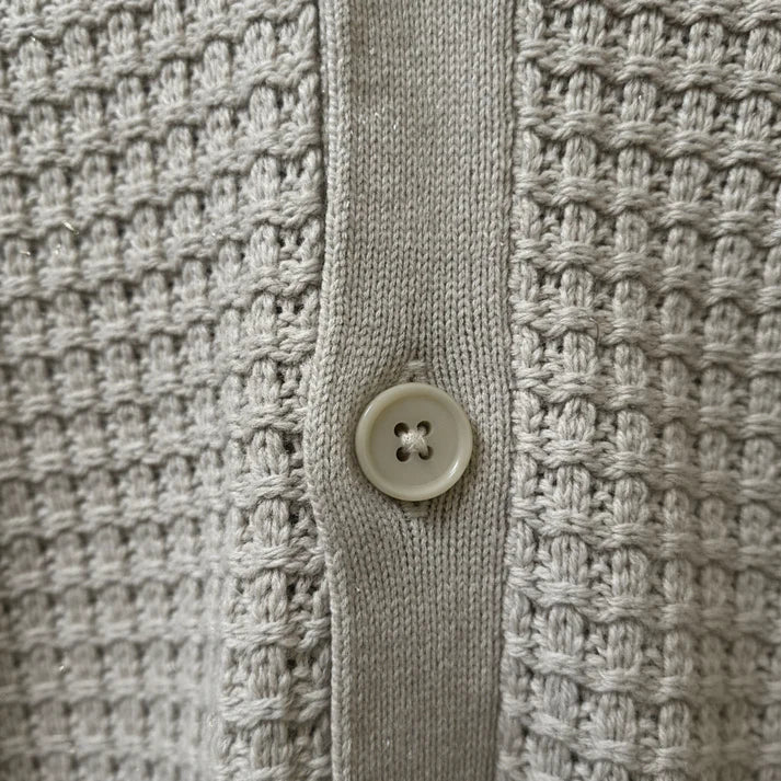 Stone Relaxed Textured Knit Bowling Shirt