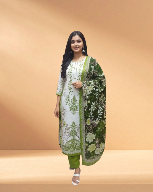 Zam Zam Silvered Mist Luxury Digital Printed 3-Piece
