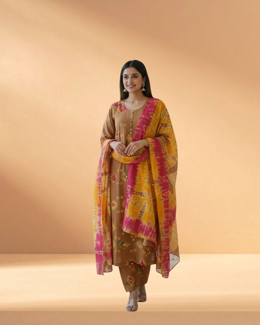 Kar Chupi Boutiques Toasted Almond Luxury Hand-Worked 3-Piece