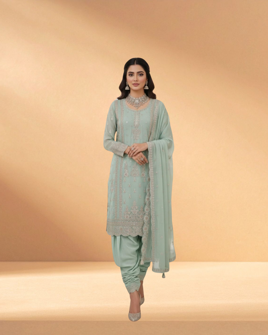 Nurjan Ethereal Sage Luxury Hand-Embellished 3-Piece