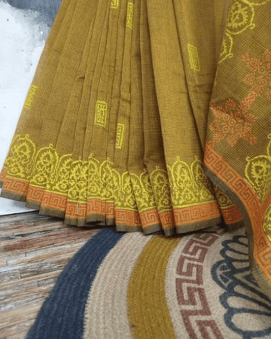 Golden Mustard Heritage Motif Shari - Bangladesh Business Club