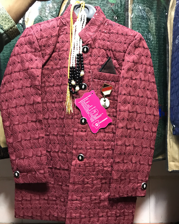 Rustic Rose Festive Embroidered Baby Sherwani Set