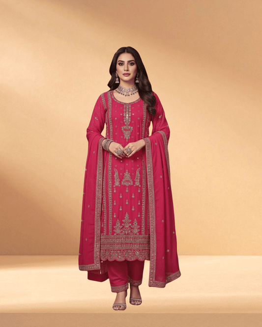 Nurjan Crimson Orchid Luxury Hand - Embellished 3 - Piece - Bangladesh Business Club