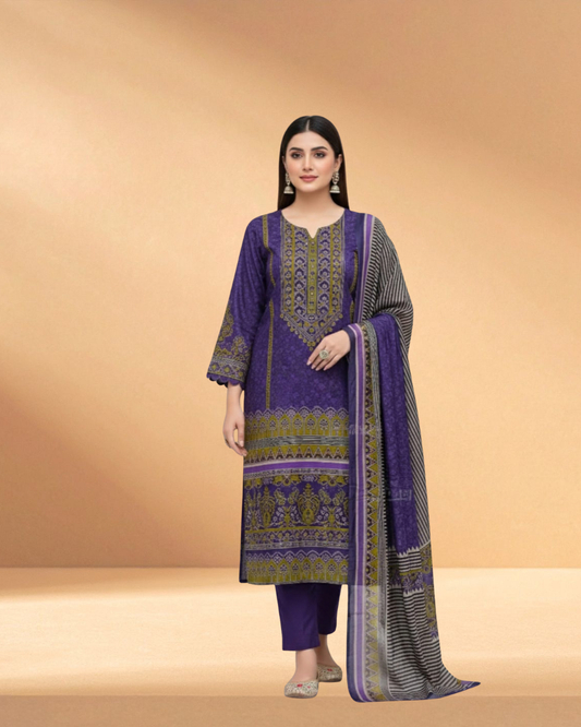 Zam Zam Velvet Nightshade Luxury Digital Printed 3-Piece