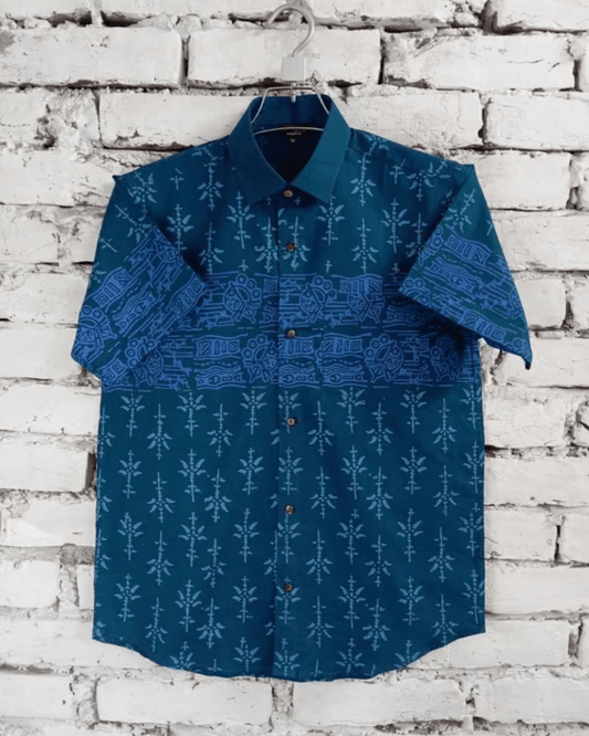 Premium Deep Teal Heritage Abstract Shirt - Bangladesh Business Club