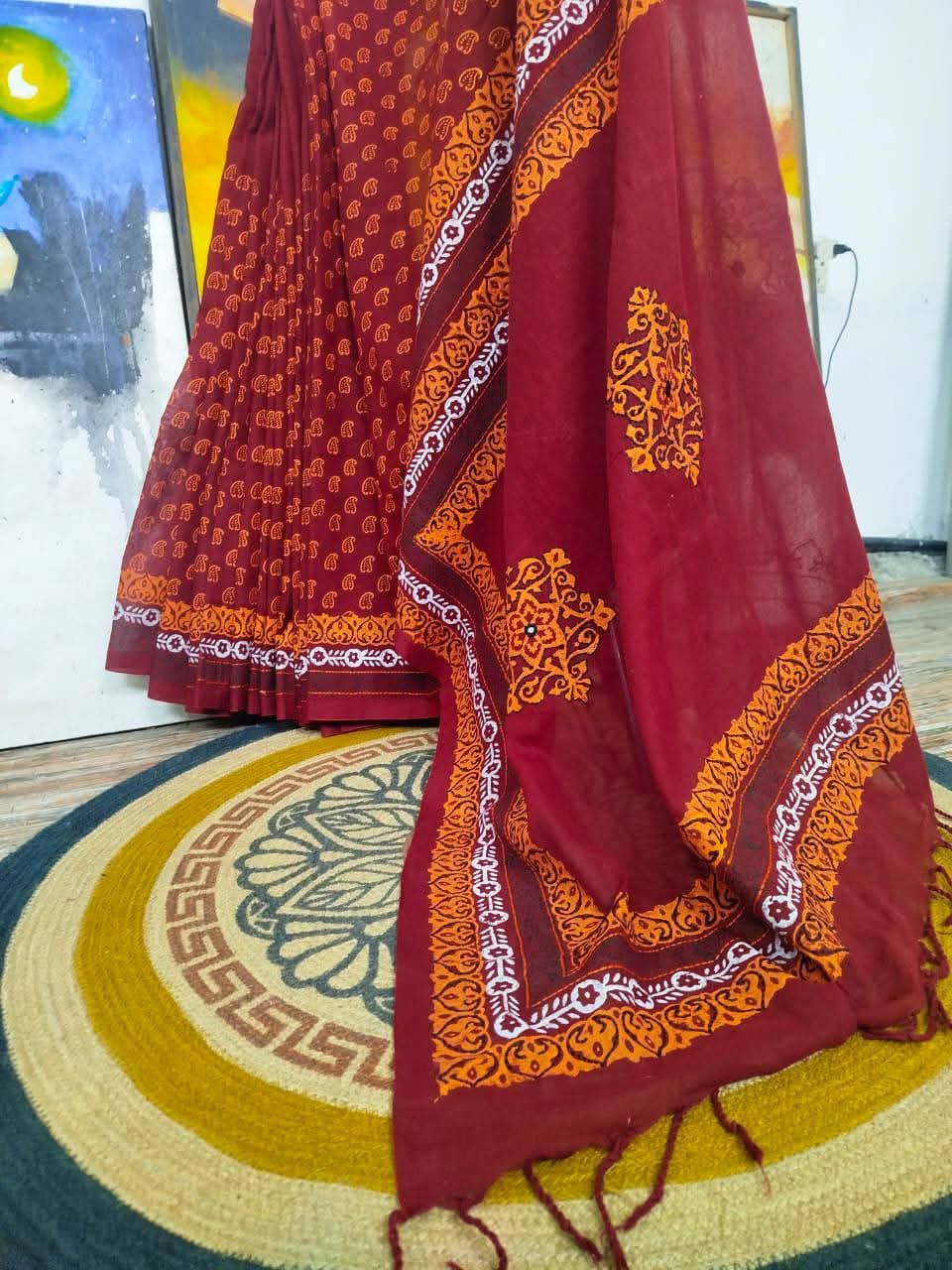 Premium Ivory Heritage Motif Shari - Bangladesh Business Club