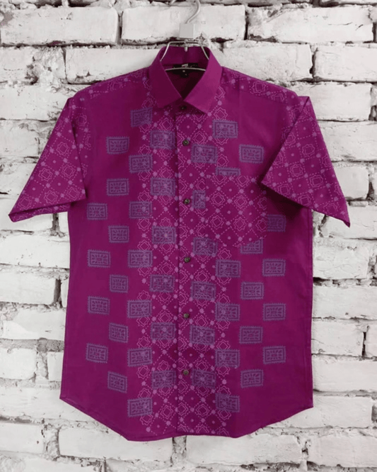 Premium Magenta Heritage Geometric Shirt - Bangladesh Business Club
