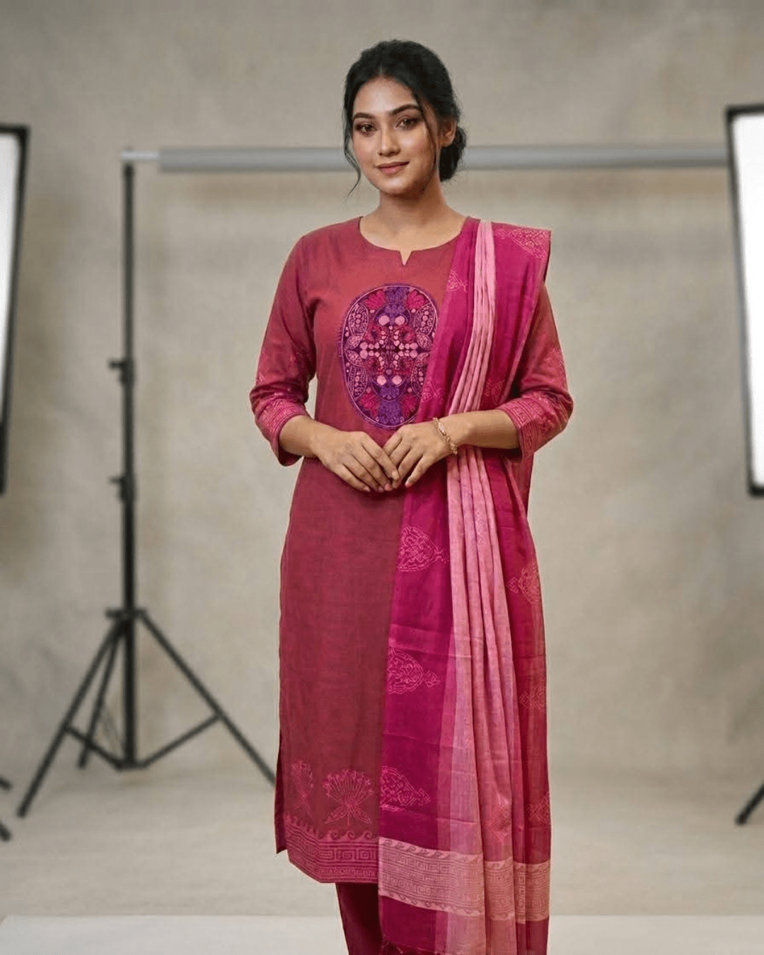 Premium Magenta Heritage Mandala Three - Piece - Bangladesh Business Club