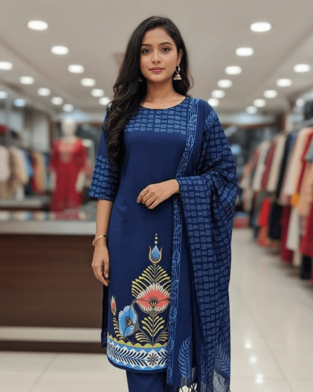 Premium Midnight Blue Heritage Floral Three - Piece - Bangladesh Business Club