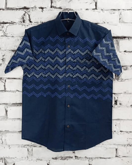 Premium Obsidian Navy Heritage Zigzag Shirt - Bangladesh Business Club