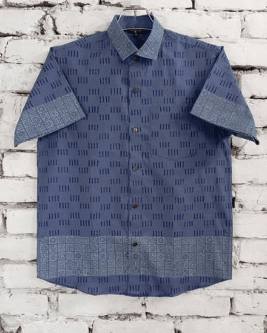 Premium Slate Indigo Heritage Mosaic Shirt - Bangladesh Business Club