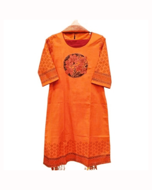 Premium Sunset Orange Heritage Floral Three - Piece - Bangladesh Business Club