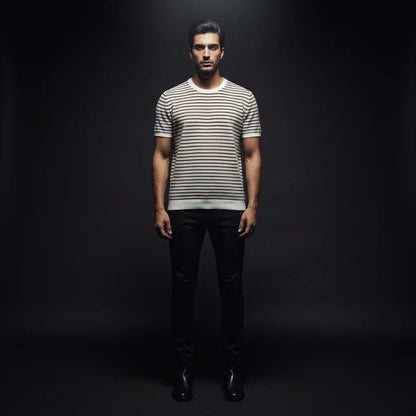 Retro Knitted Brown Tshirt - Gold Yarn - Bangladesh Business Club