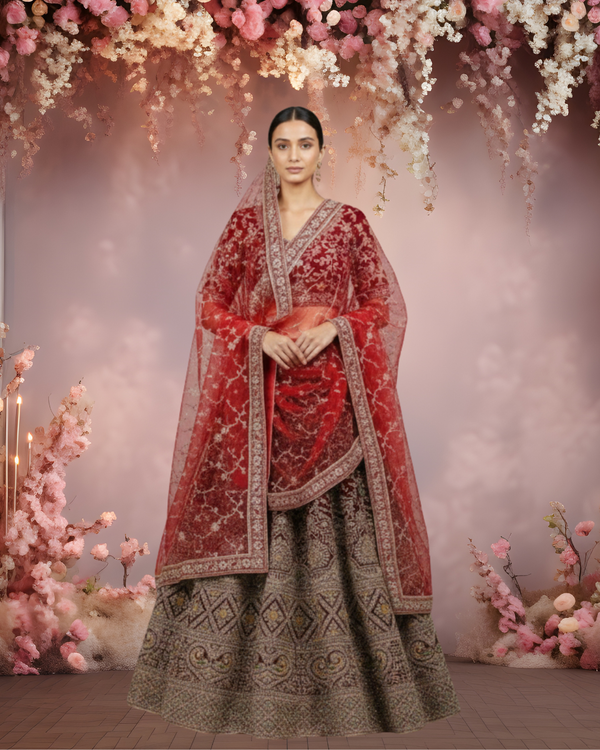Elite Mina Velvet Heritage Lehenga