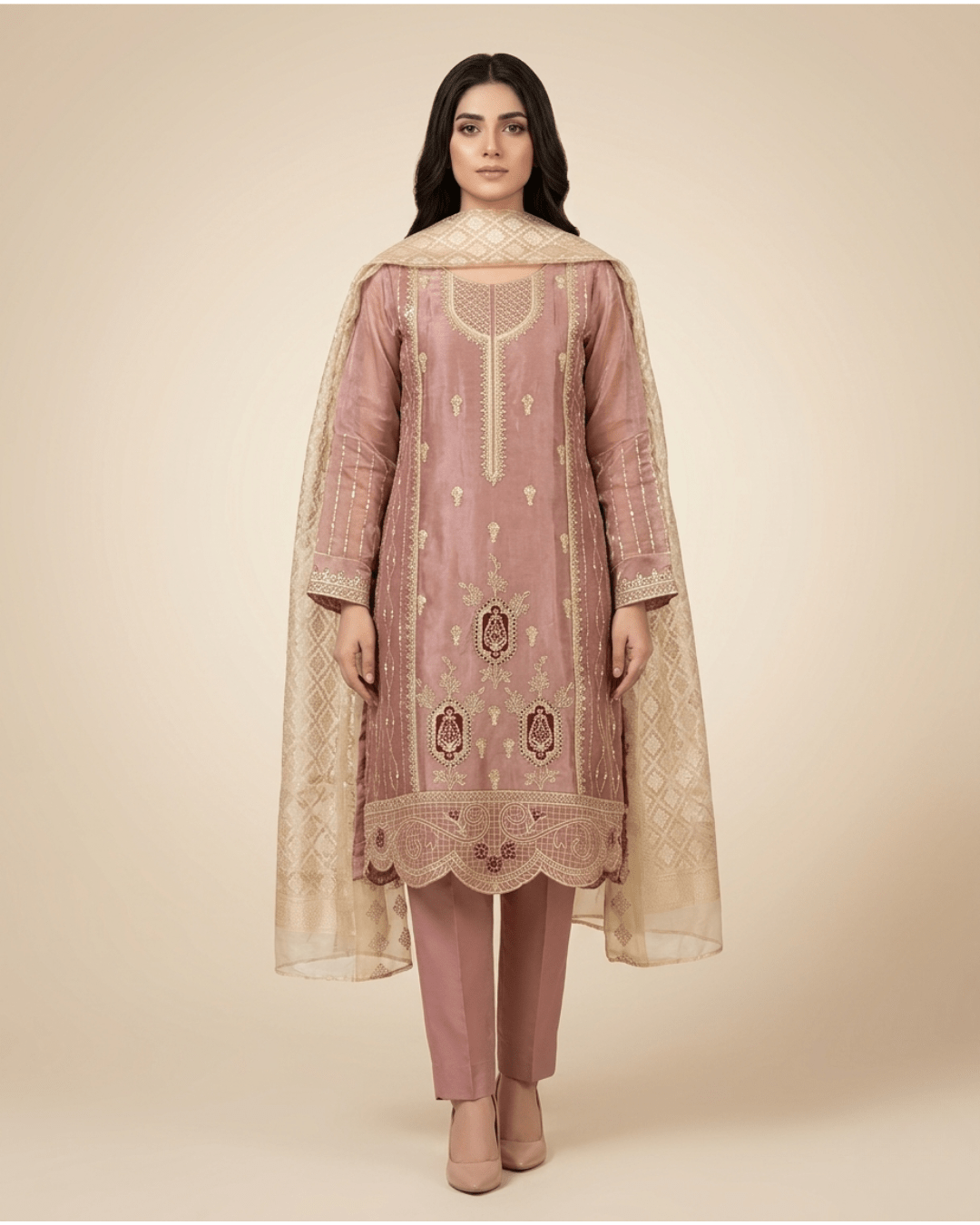 Sandstone Embroidered Premium Three - Piece Set. - Bangladesh Business Club