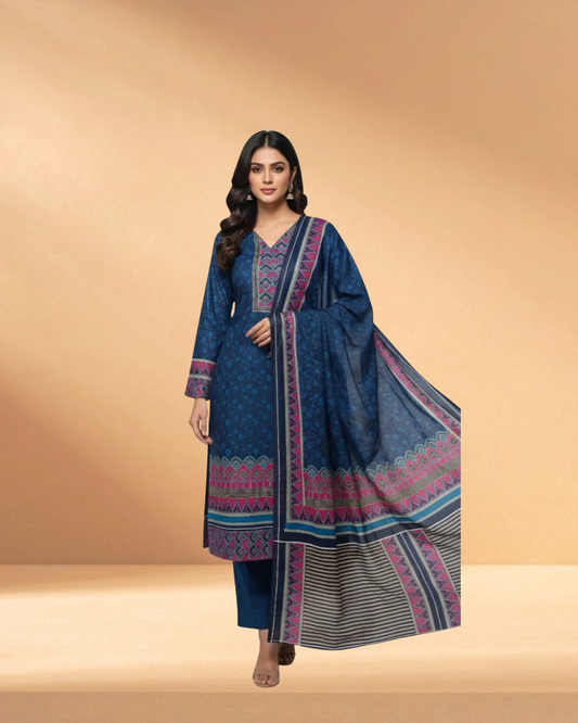 Zam Zam Midnight Cobalt Luxury Digital Printed 3-Piece