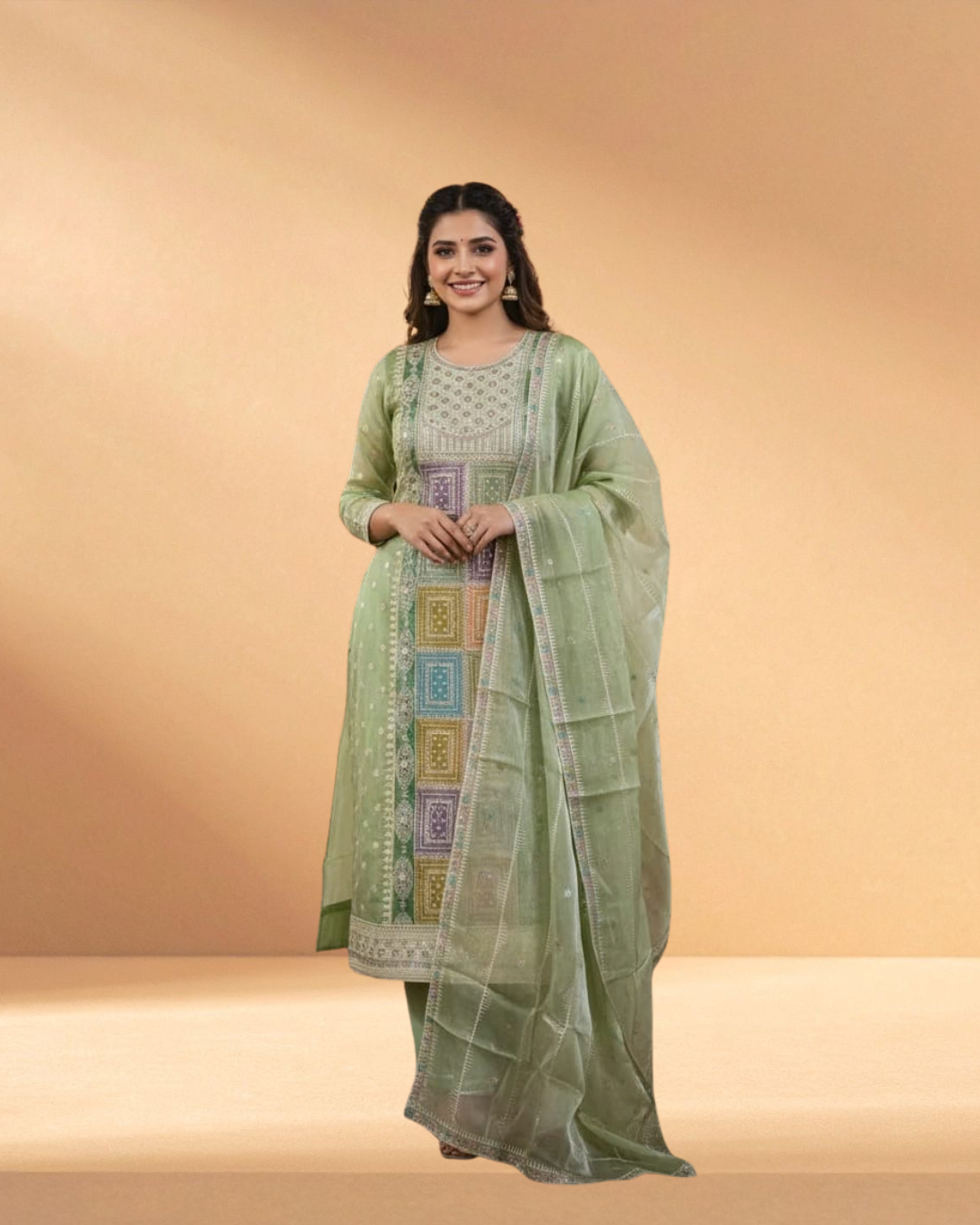 Bin Hamed Luxury Embroidered Chiffon 3-Piece – Antique Parchment
