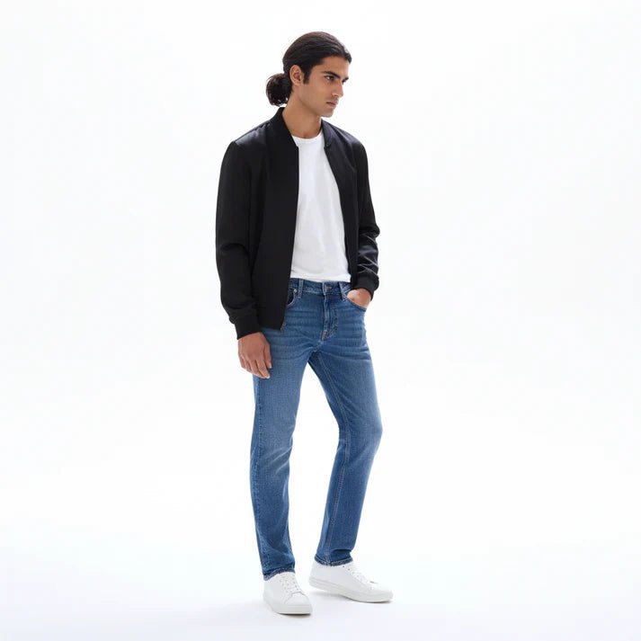 Straight stretch cotton jeans, - Blue - Bangladesh Business Club