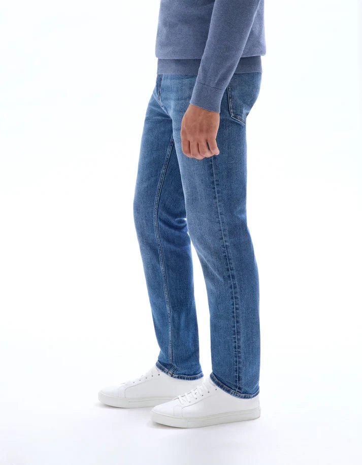 Straight stretch cotton jeans, - Blue - Bangladesh Business Club
