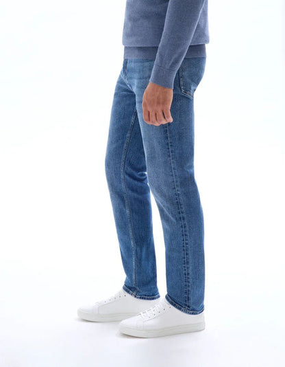 Straight stretch cotton jeans, - Blue - Bangladesh Business Club