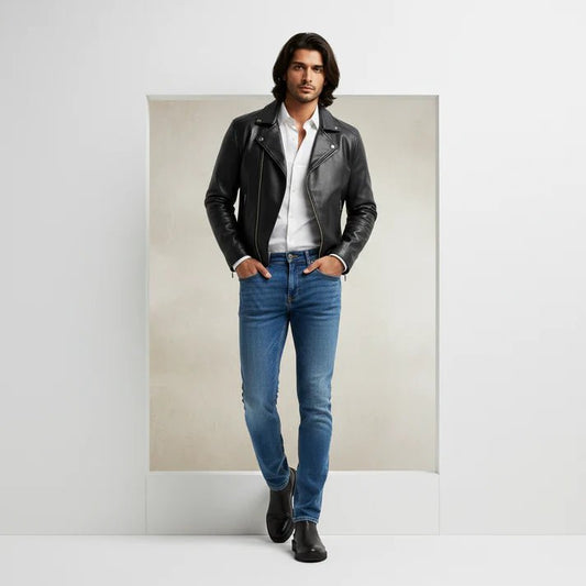 Straight stretch cotton jeans, - Blue - Bangladesh Business Club