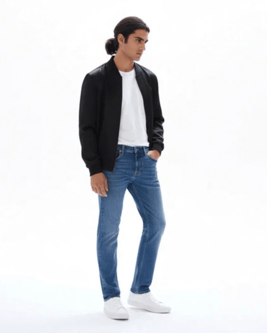 Straight stretch cotton jeans, - Blue - Bangladesh Business Club