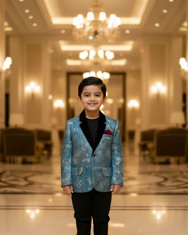 Boys' Artistic Metallic Blazer Suit – Storm Teal