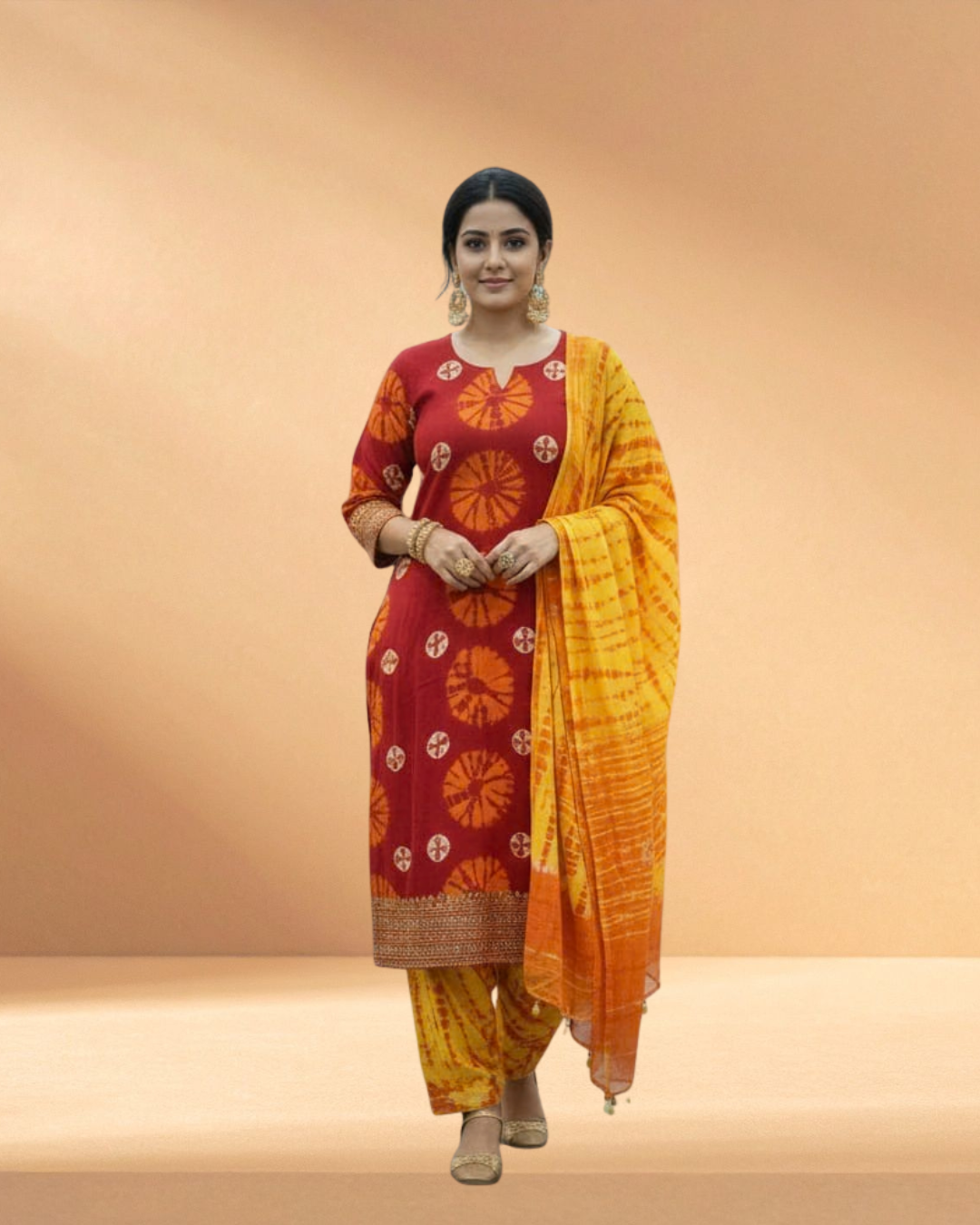 Devdas Batik Crimson Heritage Luxury Hand-Crafted 3-Piece