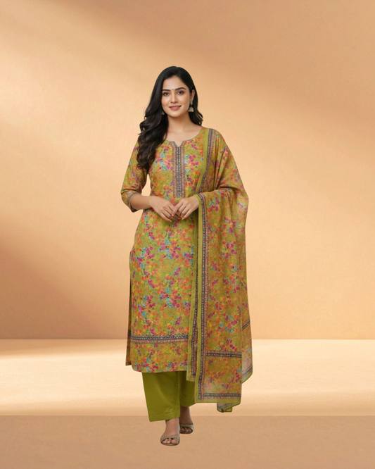 Digital Jam Jam Spiced Ochre Luxury Printed 3-Piece