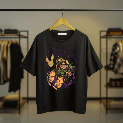 Black Zelda graphic T-shirt featuring Link and The Legend of Zelda inspired artwork with a prominent front print.